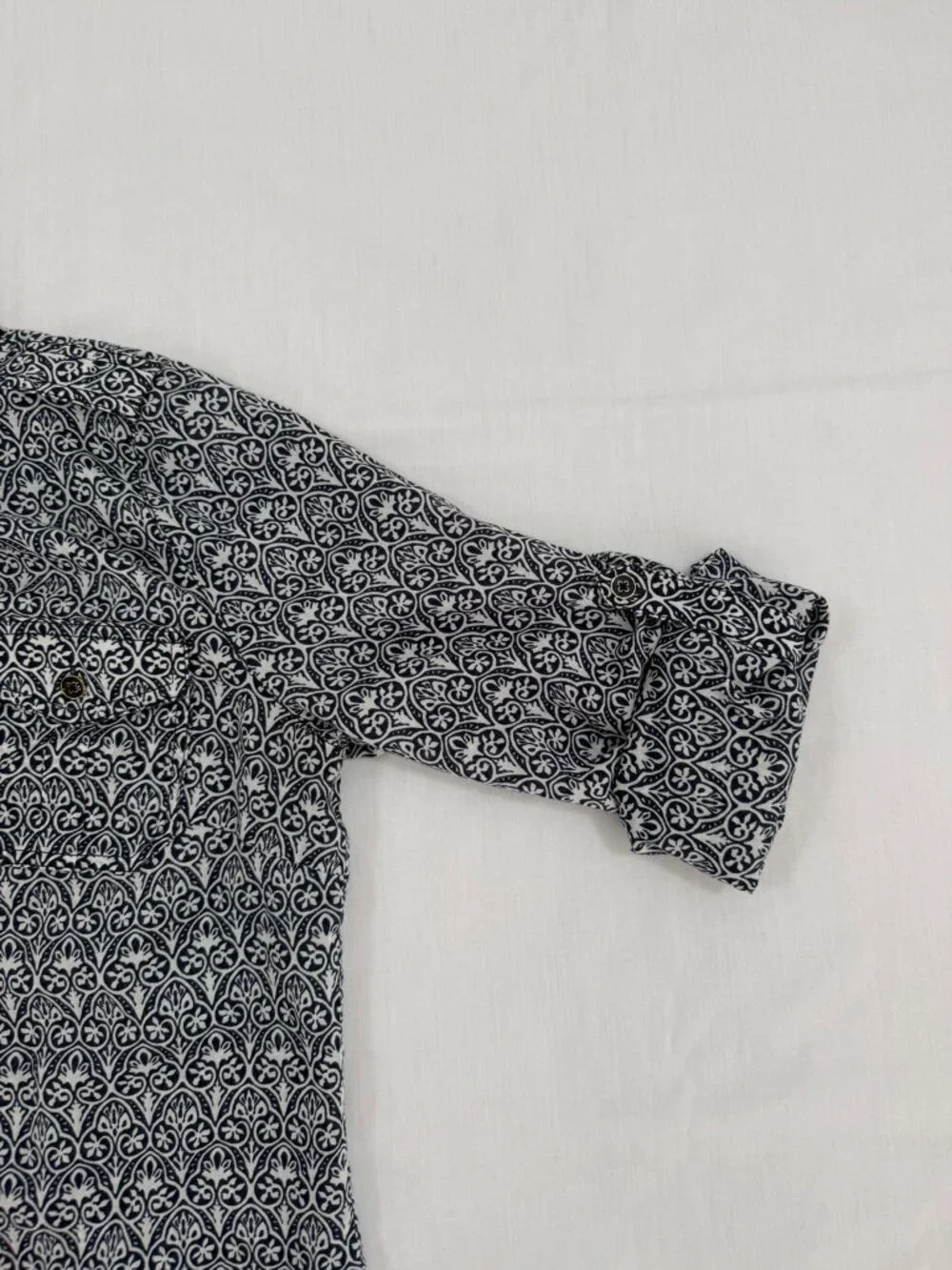 Tory Burch Brigitte Printed Button Down Blouse Blue White Cotton Size 10